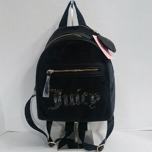 Juicy Couture Black and Gold Studded Backpack With Heart Keychain *NWT*